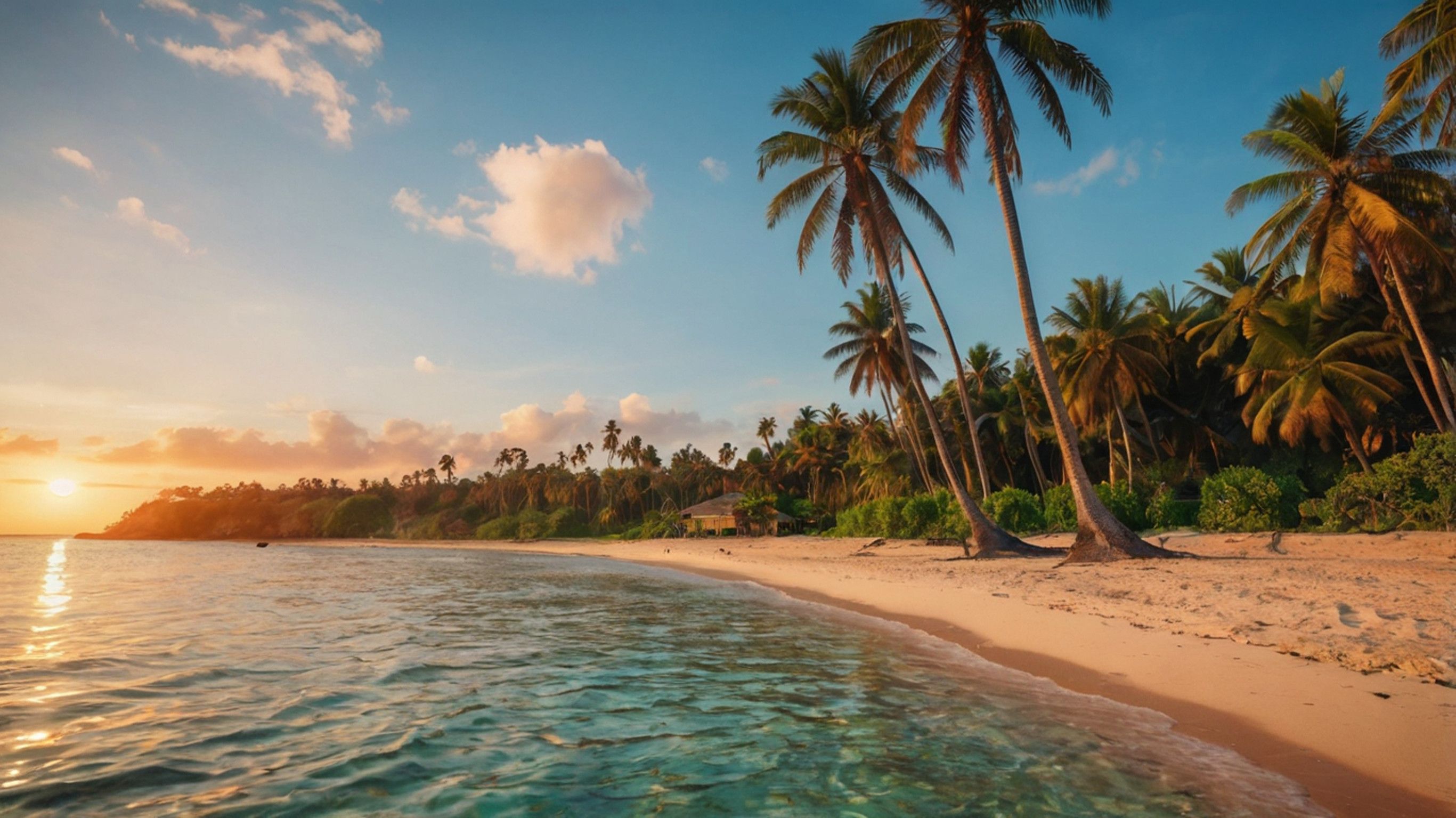Beautiful Tropical Beach And Sea With Coconut Palm Tree Beautiful Tropical Beach And Sea With Coconut Palm Tree