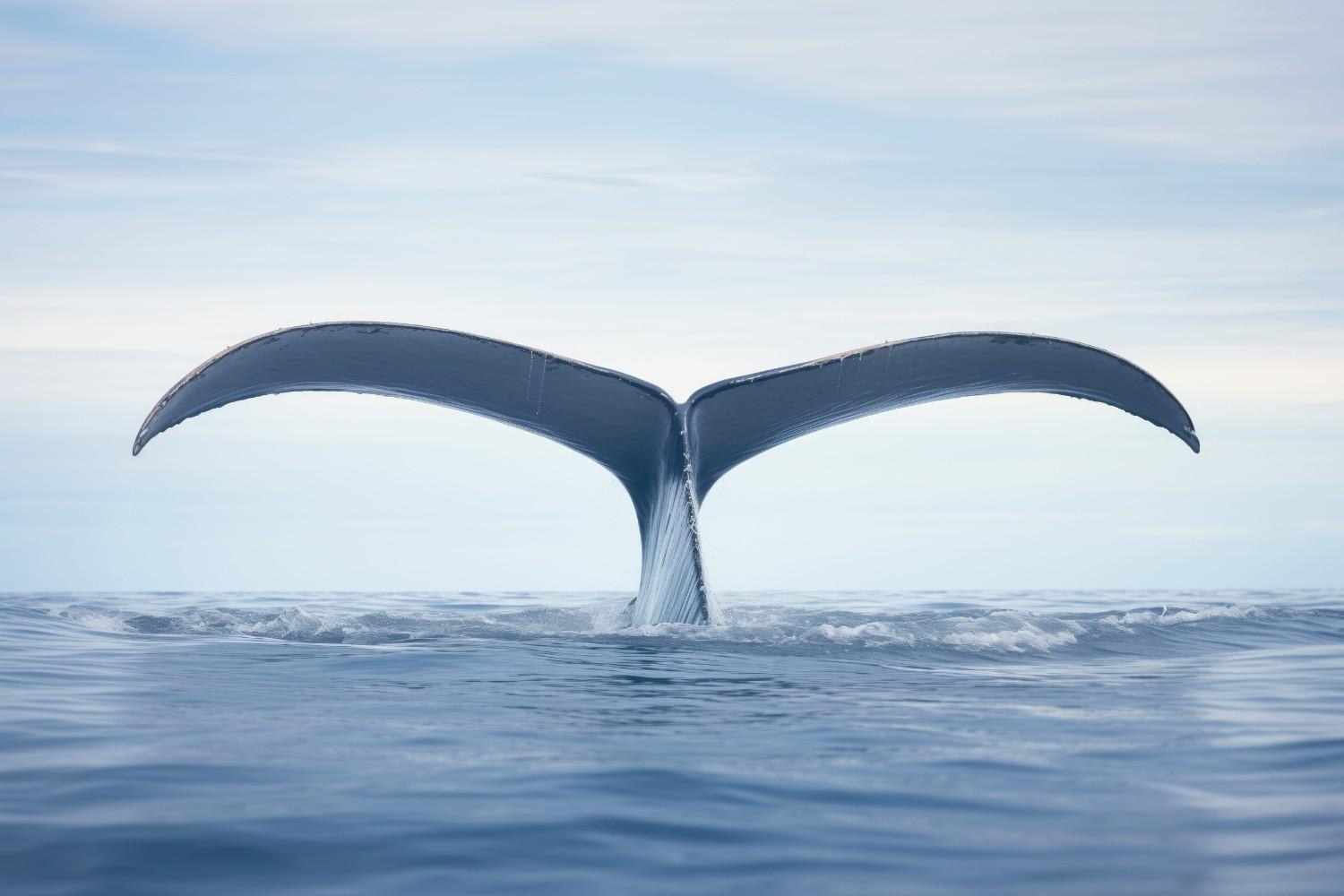 Blue Whale Tail Fin Slapping Ocean