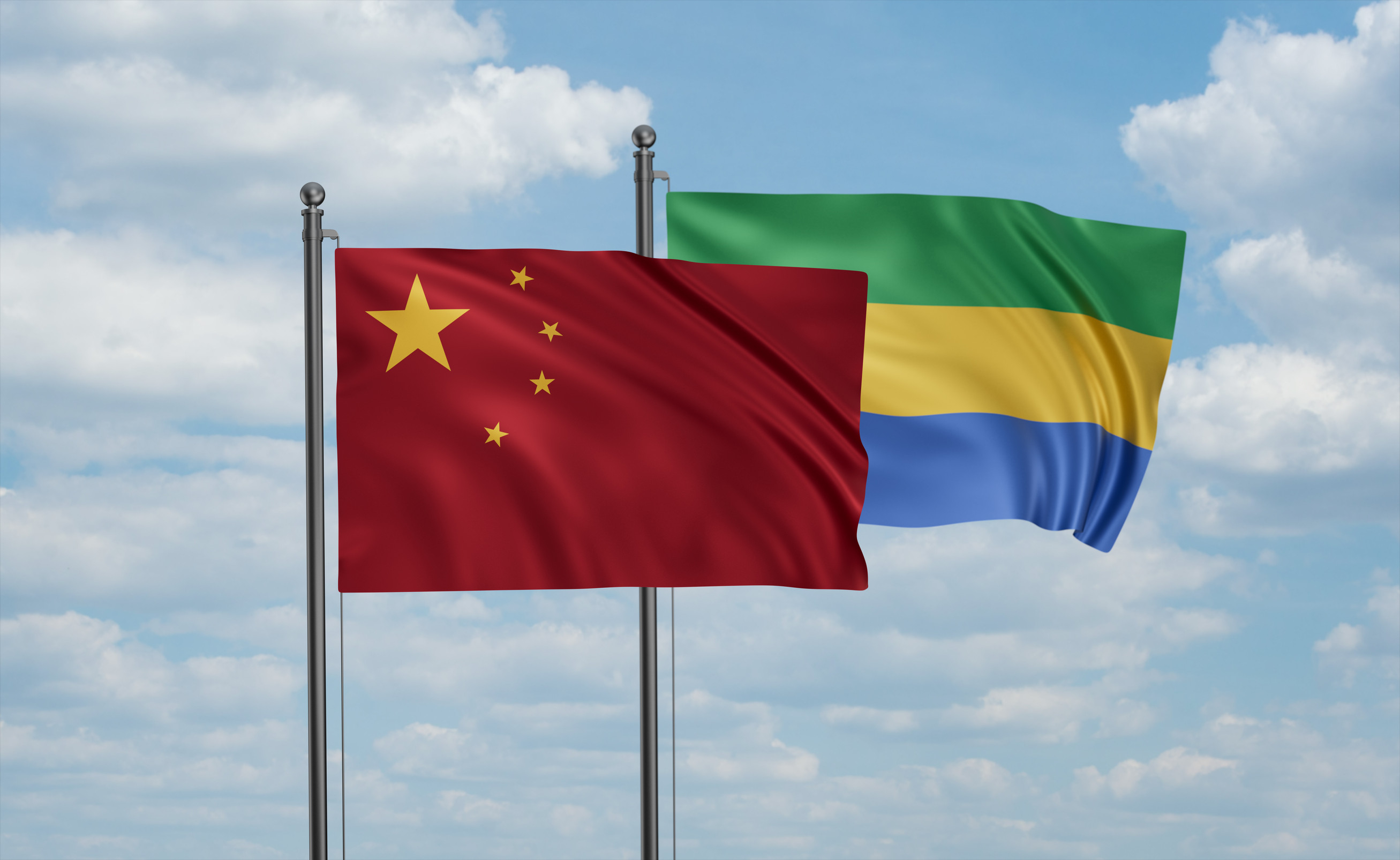 Gabon and China Flag Together