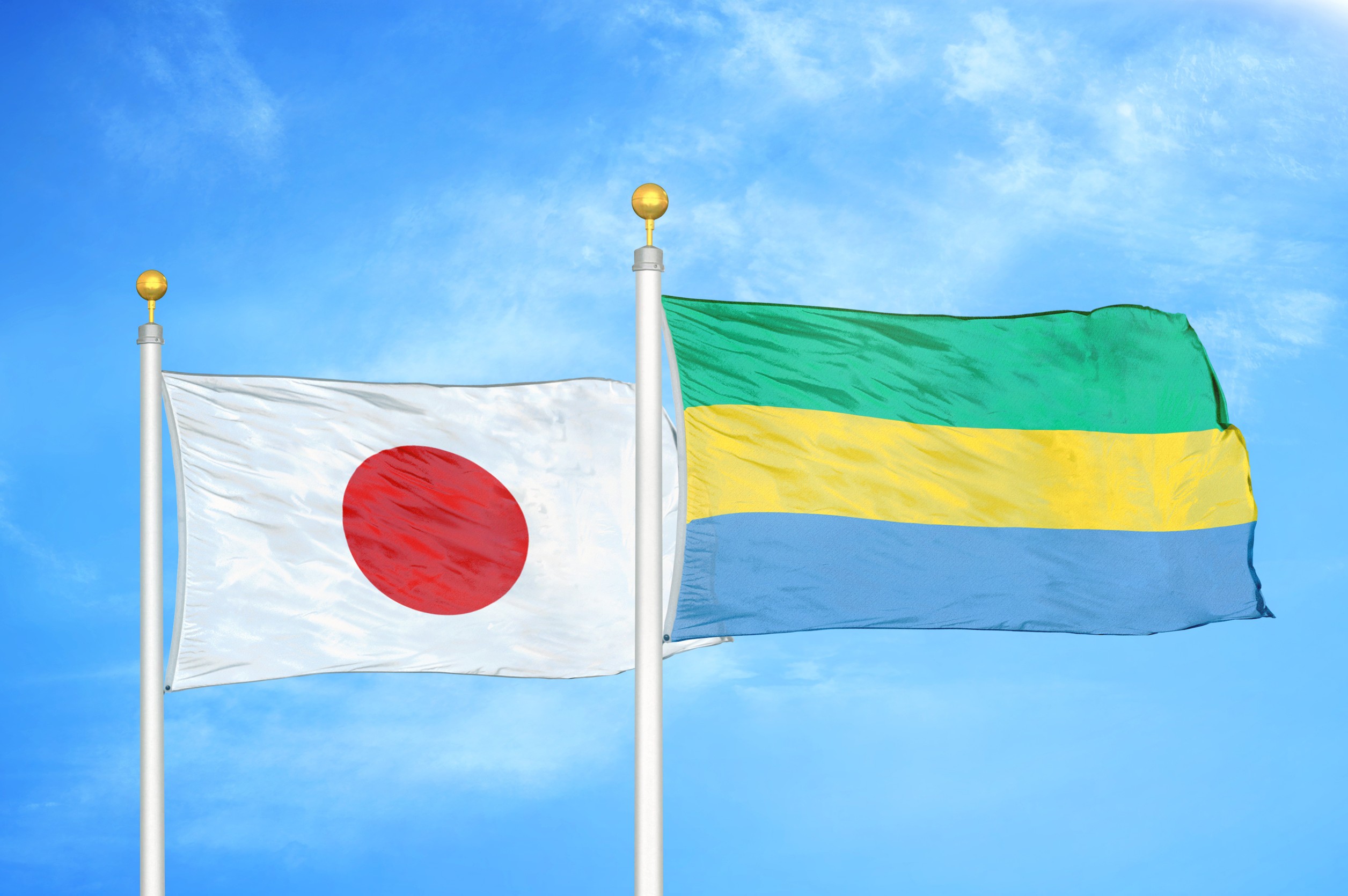 Gabon and Japan Flag Together