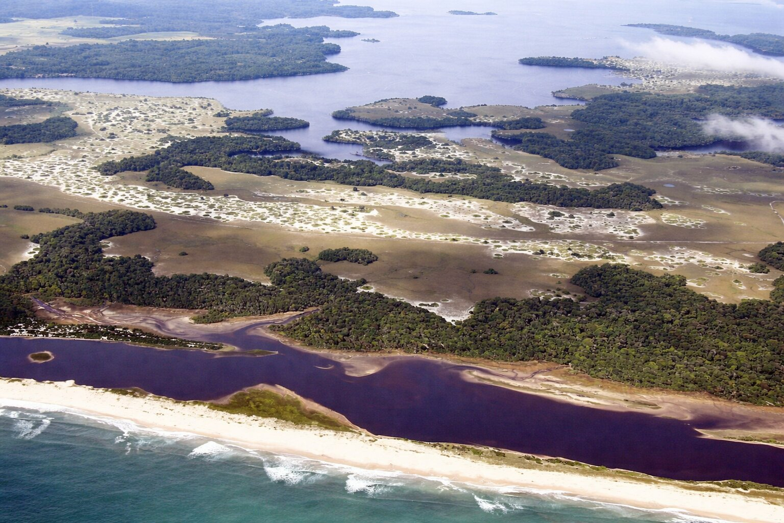 Gabon Coastal Wetland Landscape From Above