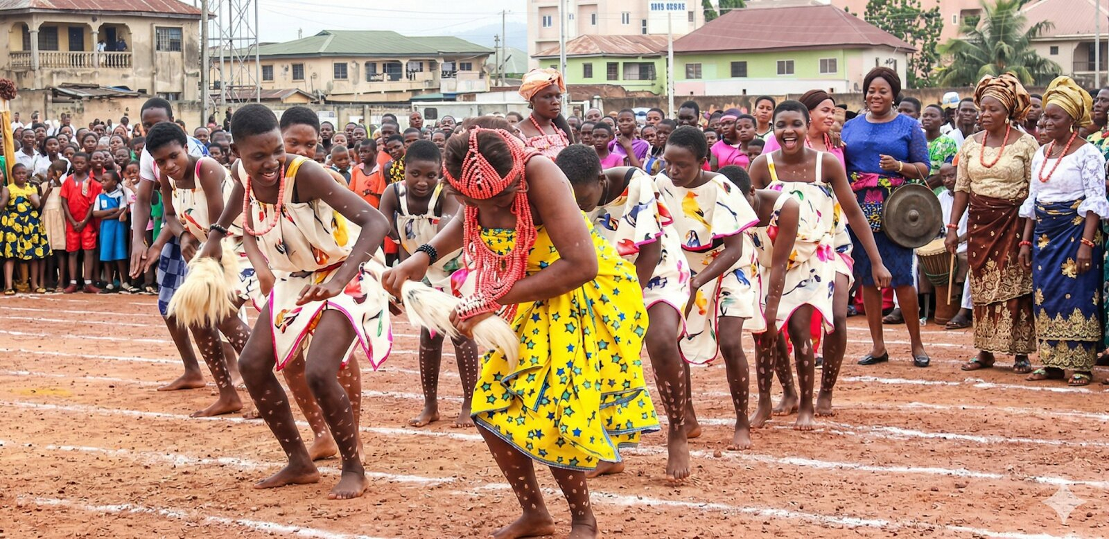 Gabon Festival Dancer In Traditional Attire