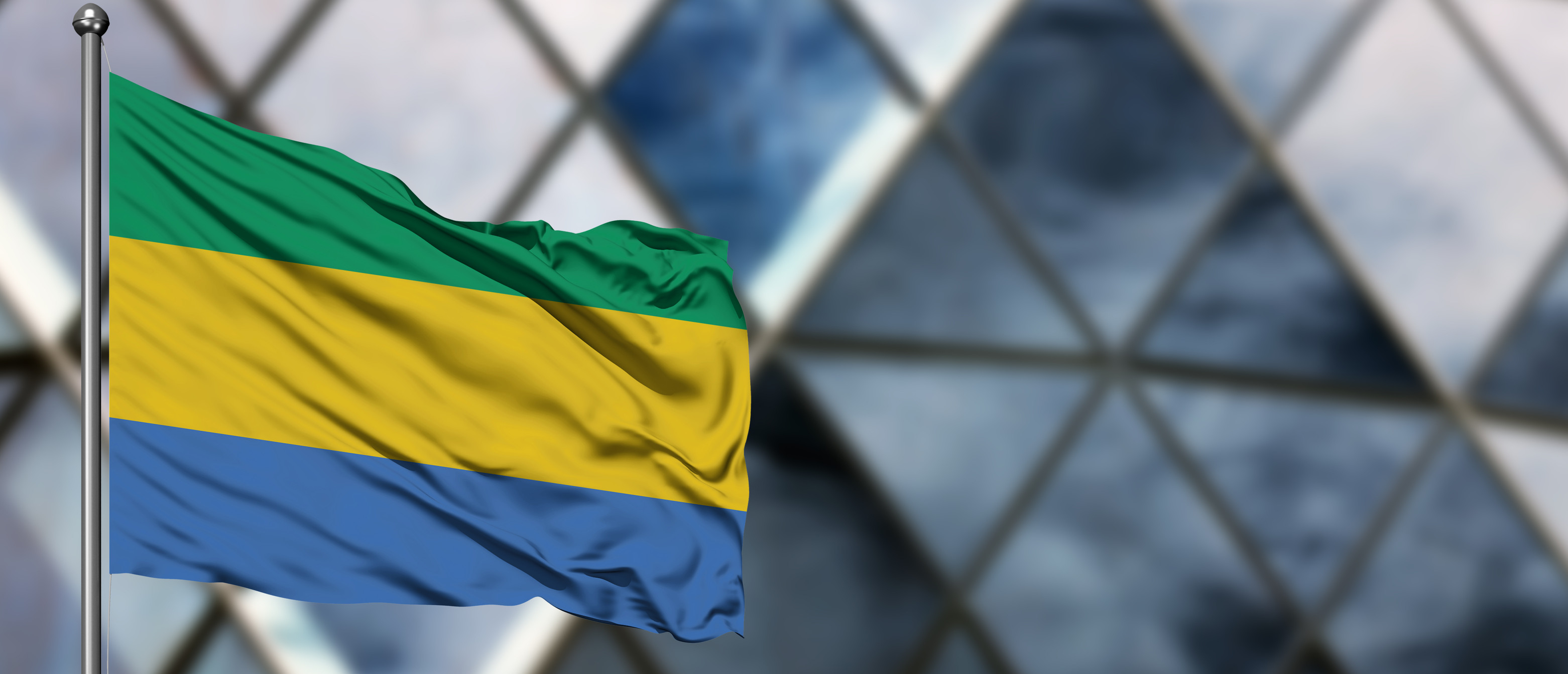 Gabon national flag waving outdoors