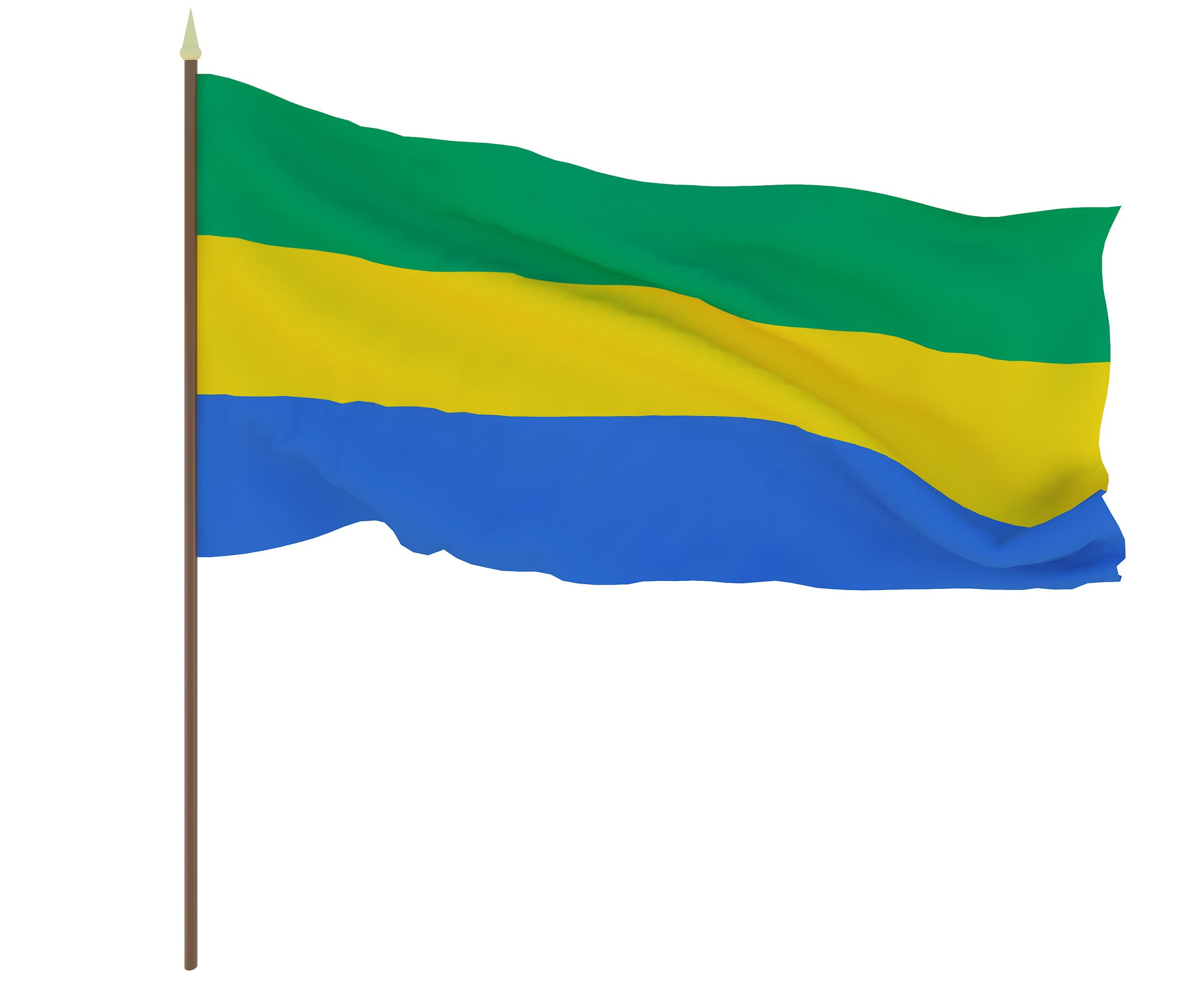 Gabon national flag waving outdoors