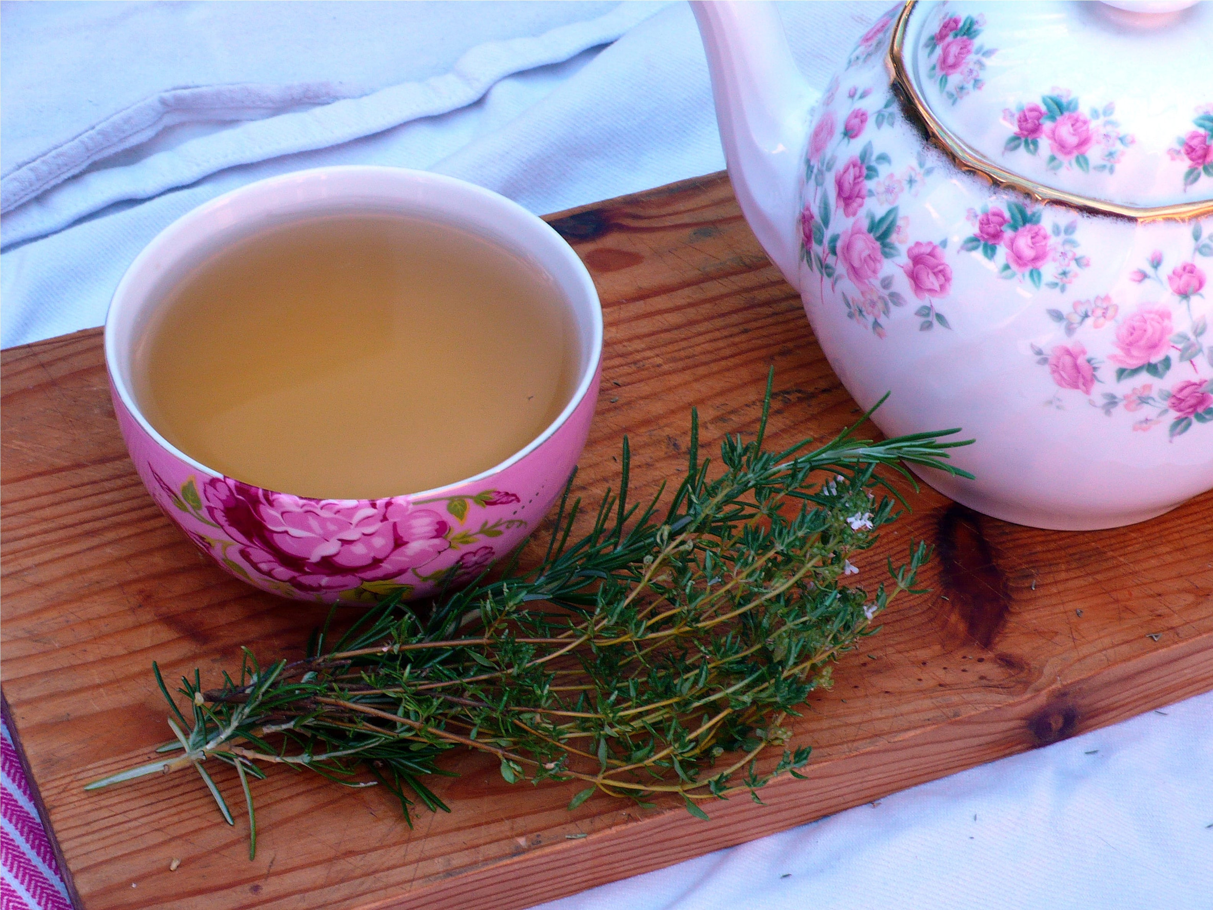 Herbal Tea Served In A Teapot And A Bowl