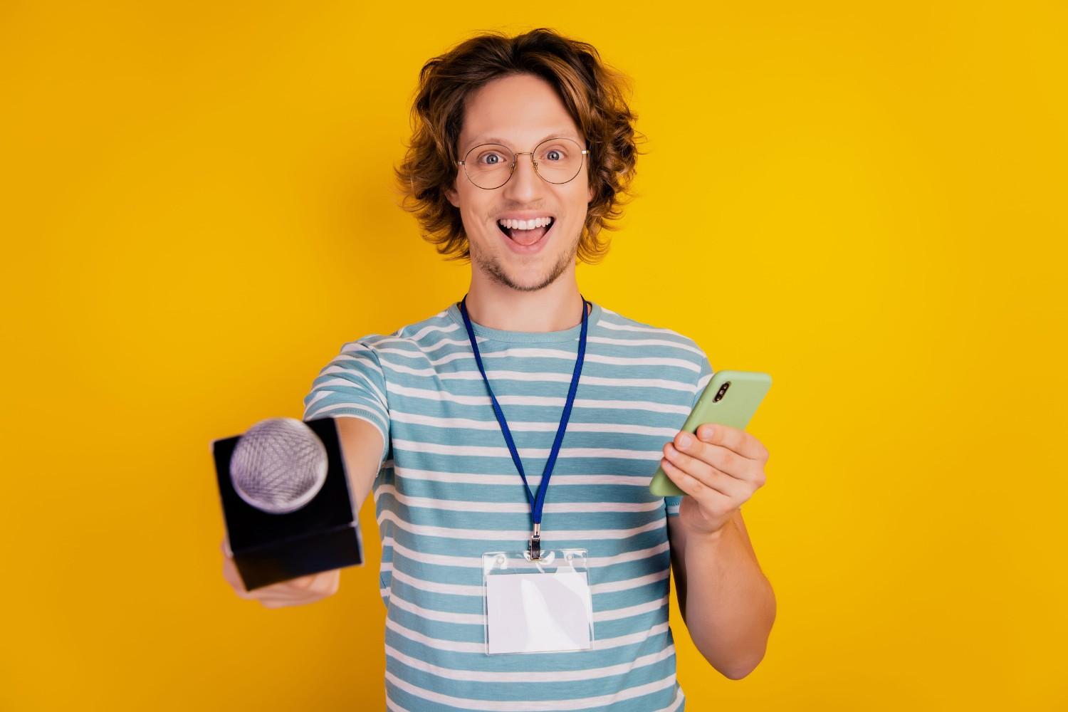 Journalist Holding A Microphone