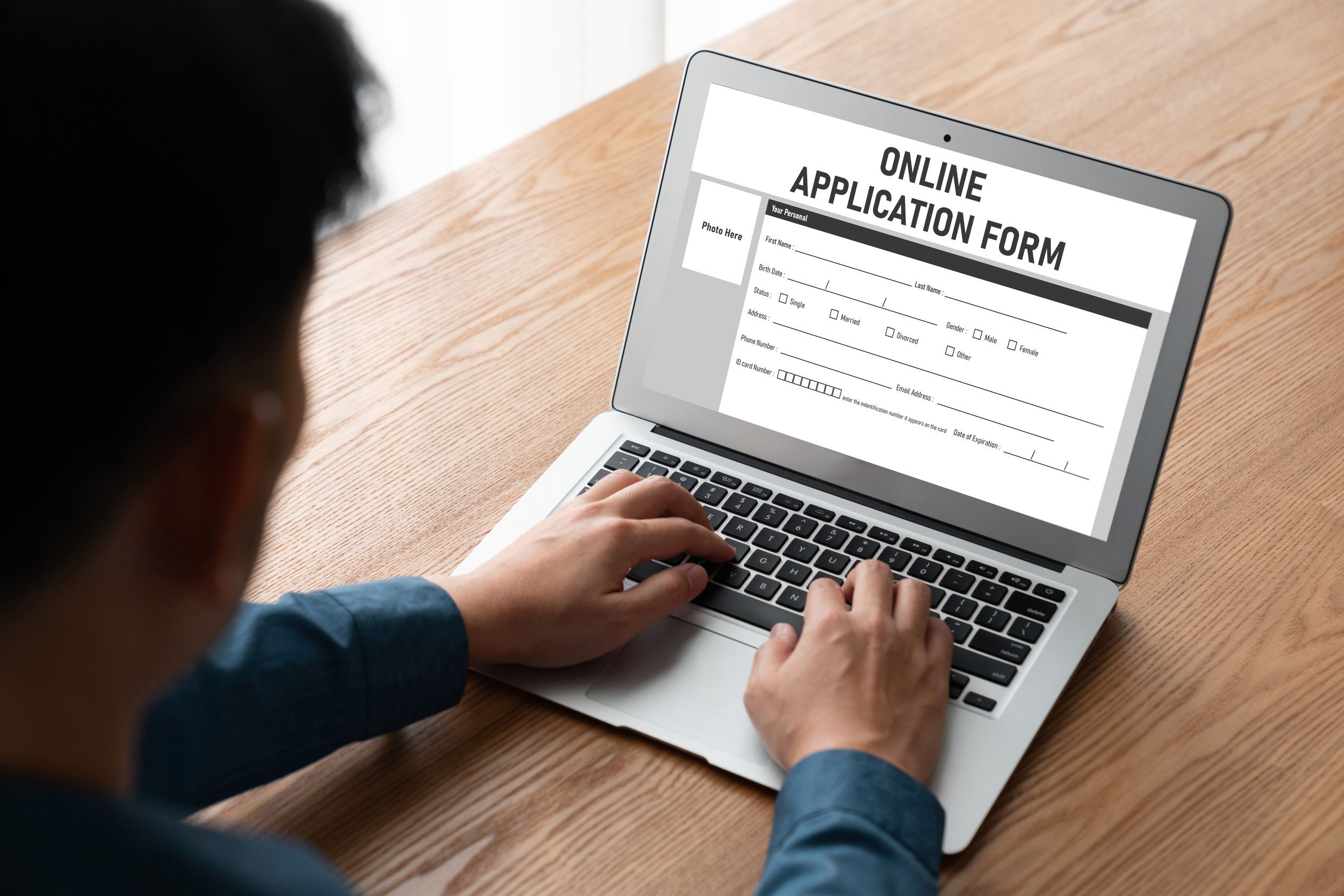 Person filling online application form