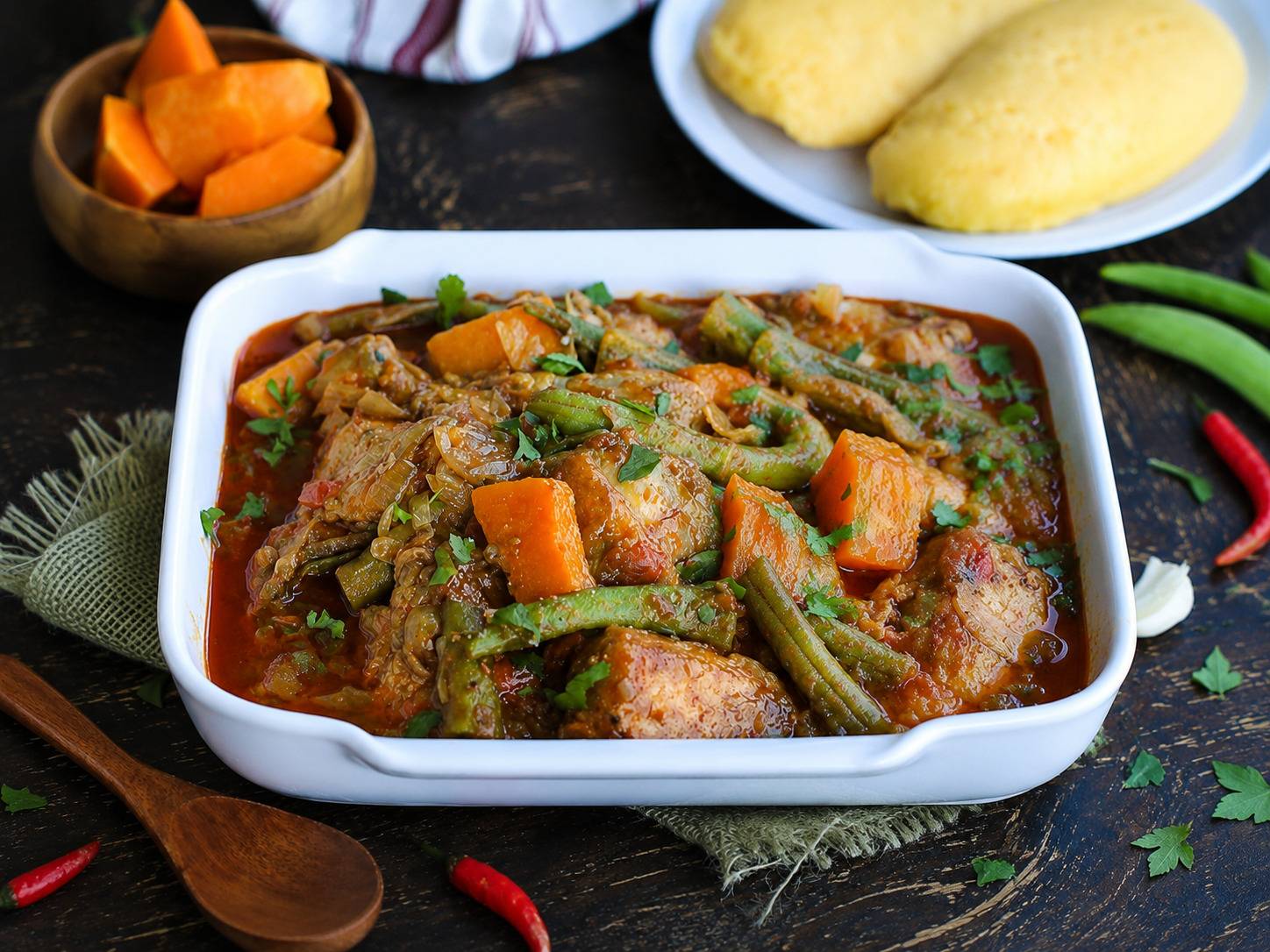Poulet Nyembwe Being Served On A Plate