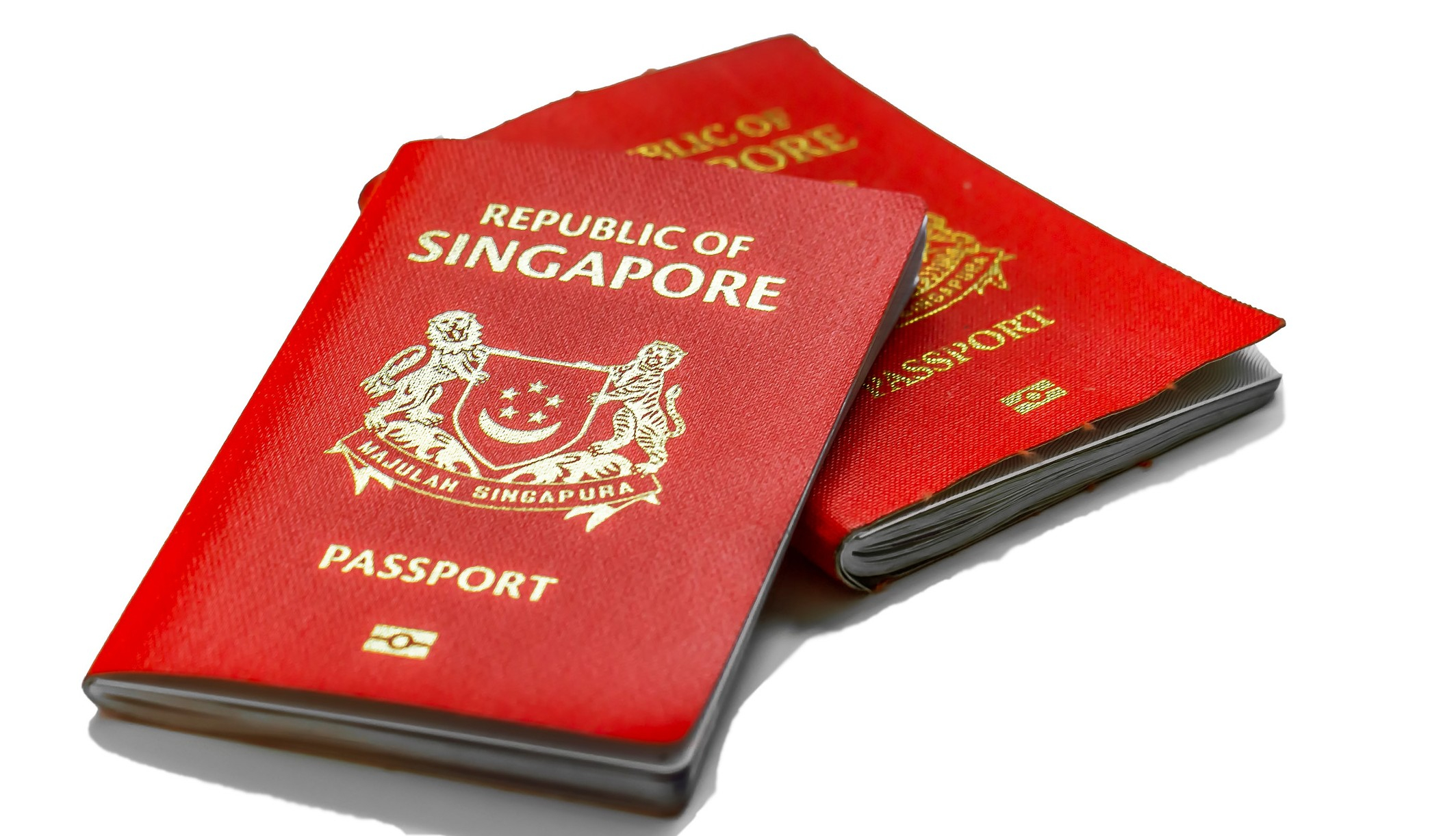 Singapore Passports in White Background