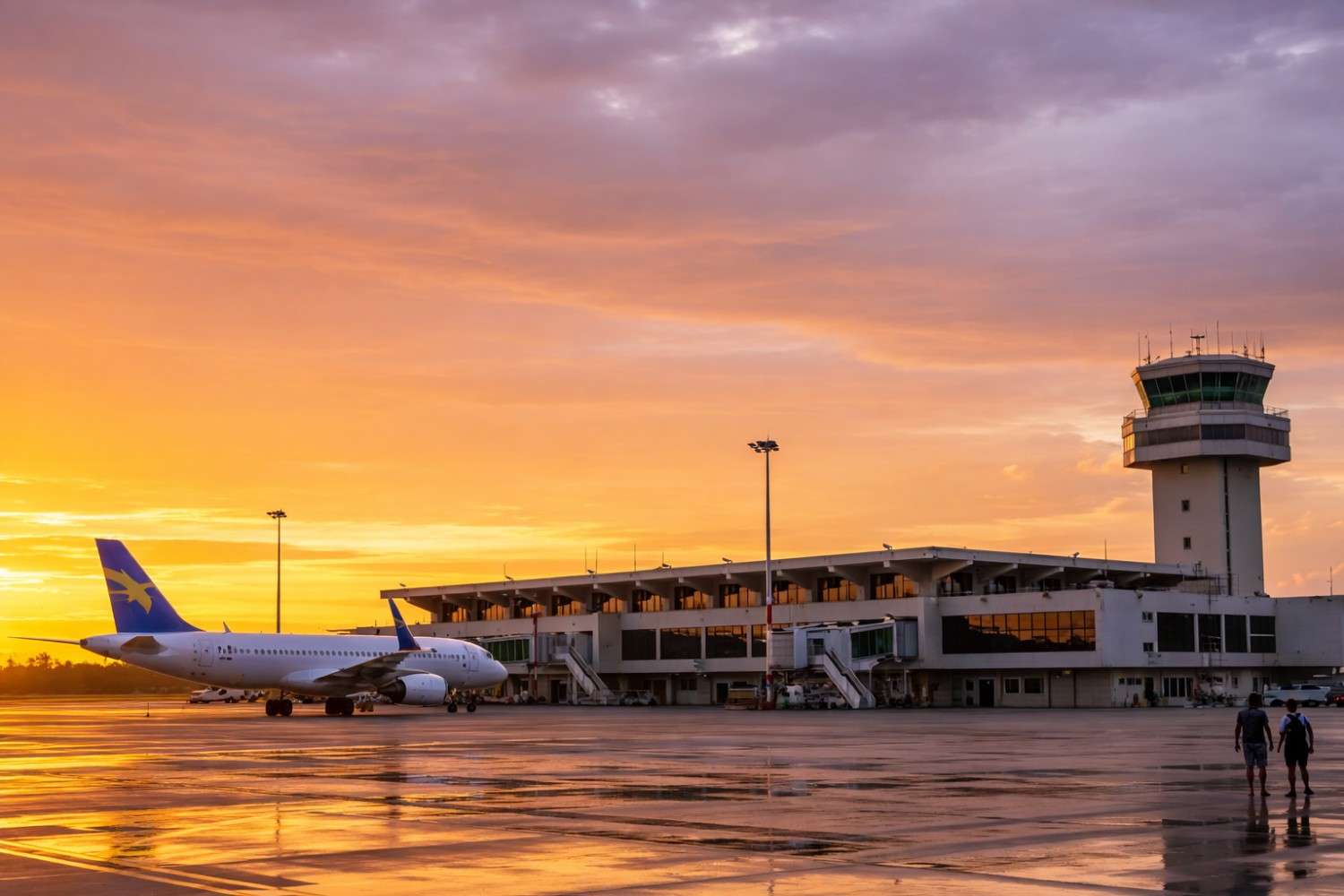 Sunset Over The Airport Tarmac