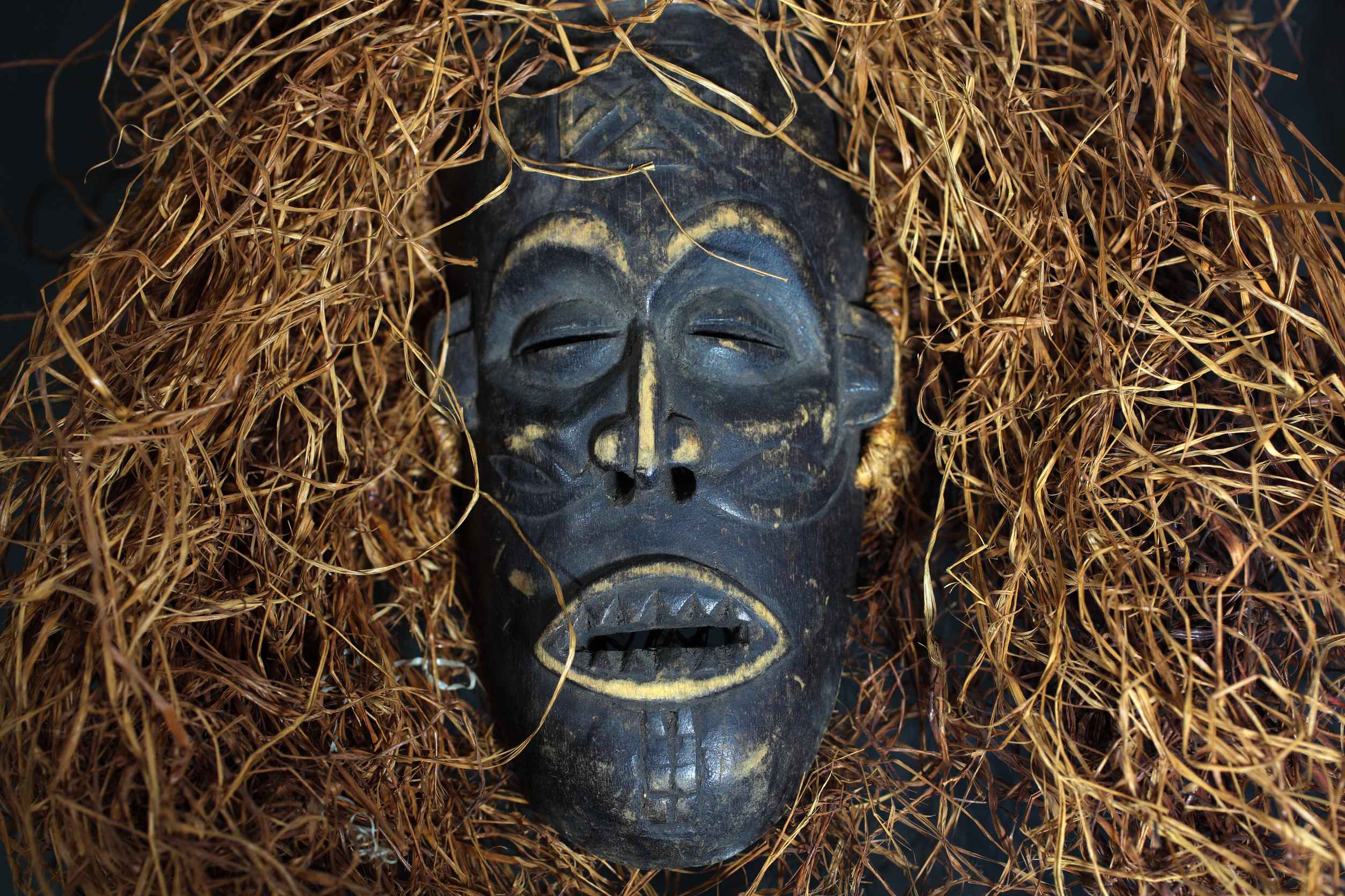 Traditional Gabonese wooden ceremonial mask